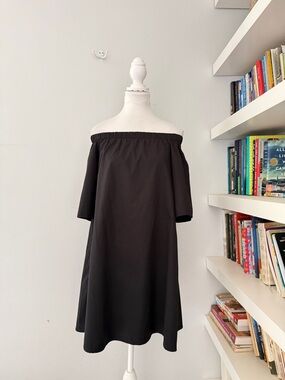 MONICA NERA Off-the-Shoulder Black Mini Dress Small